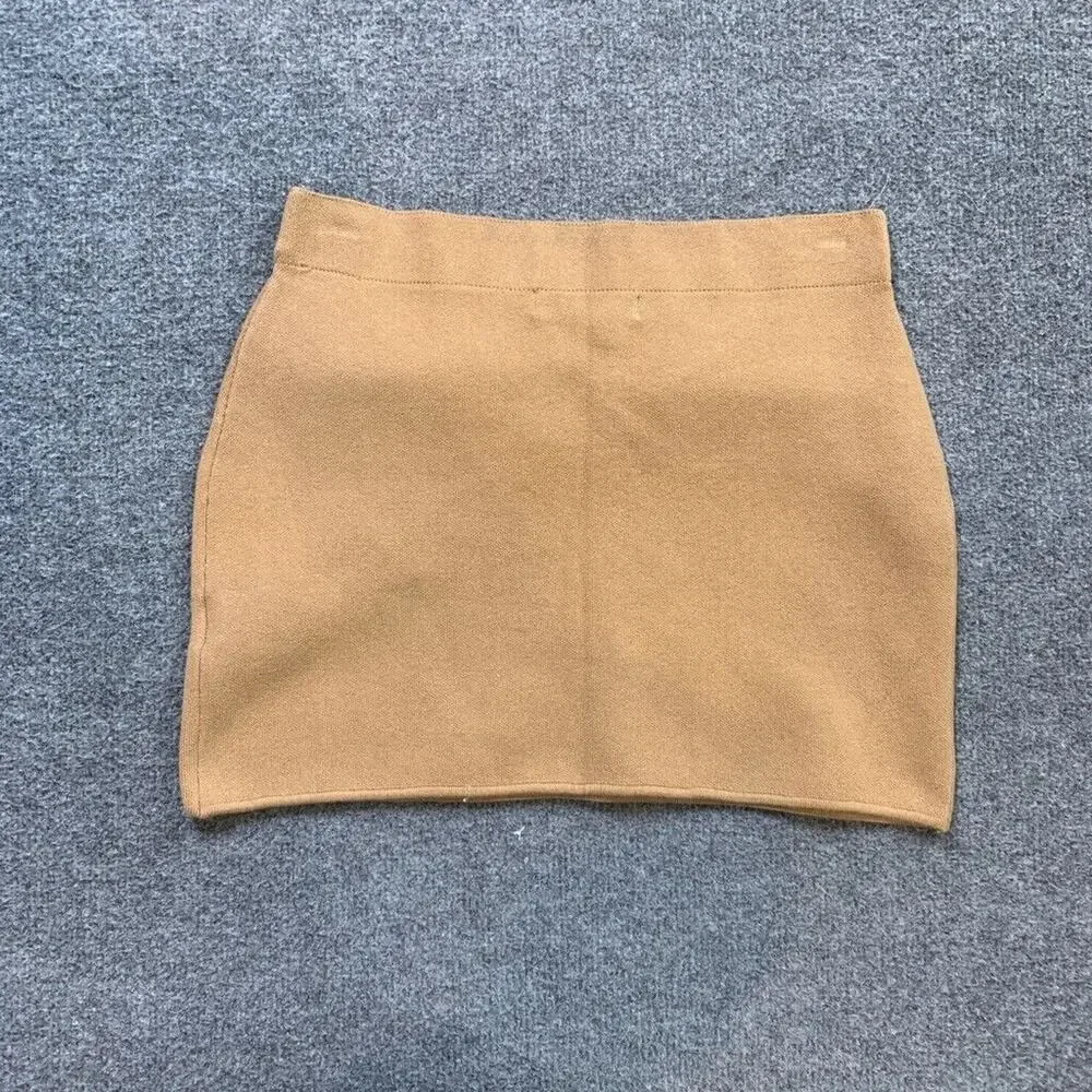 Urban Outfitters Sweater‎ Skirt Womens S Small Wheat Black Contrast Pockets Mini
